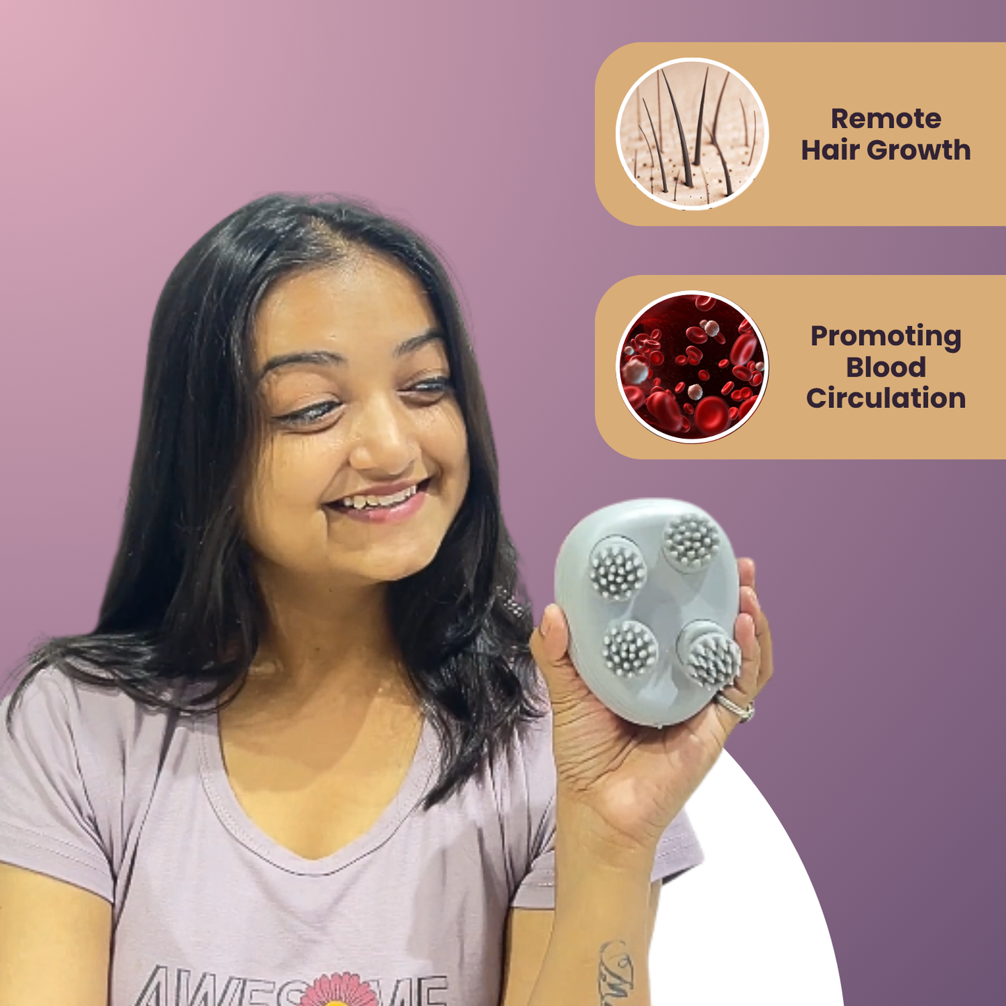 Hair growth massager promoting blood circulation and relieving stress with ergonomic design