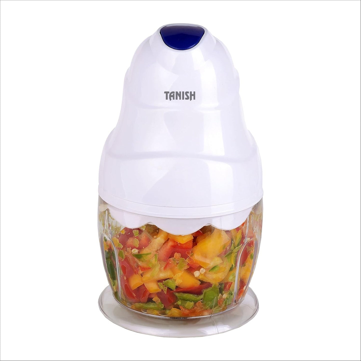Tanish multi-function electric food chopper with stainless steel blades chopping mixed vegetables