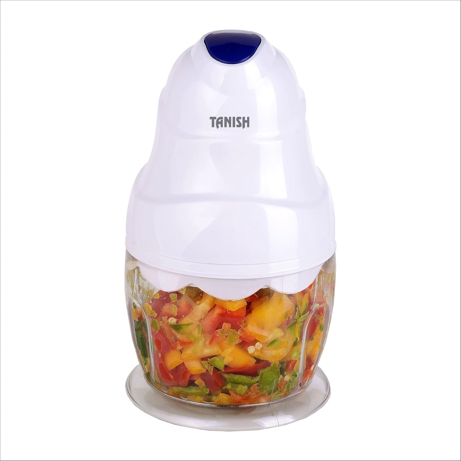 Tanish multi-function electric food chopper with stainless steel blades chopping mixed vegetables