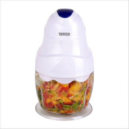 Tanish multi-function electric food chopper with stainless steel blades chopping mixed vegetables