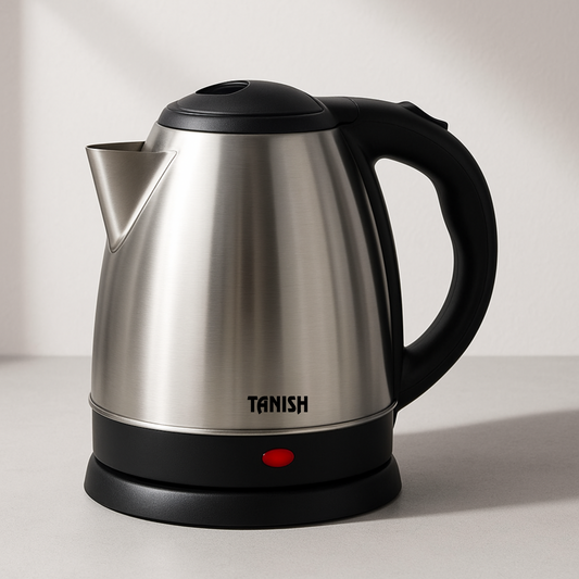 Tanish 1.5L electric kettle in stainless steel finish with cordless design and LED indicator