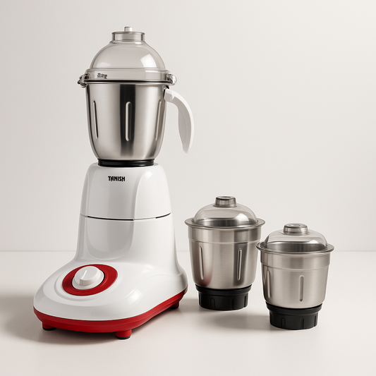 Tanish mixer grinder front view with stainless steel jar and durable design