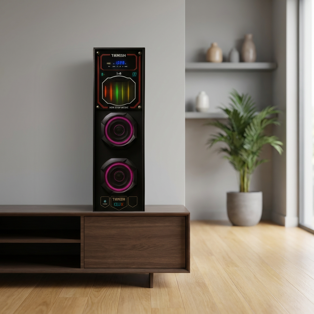 Tanish DHOOM-6 2.1 Speaker System – Dual 4 Inch Speakers with 8 Inch Woofer | RGB LED Bass Tower - Image 2