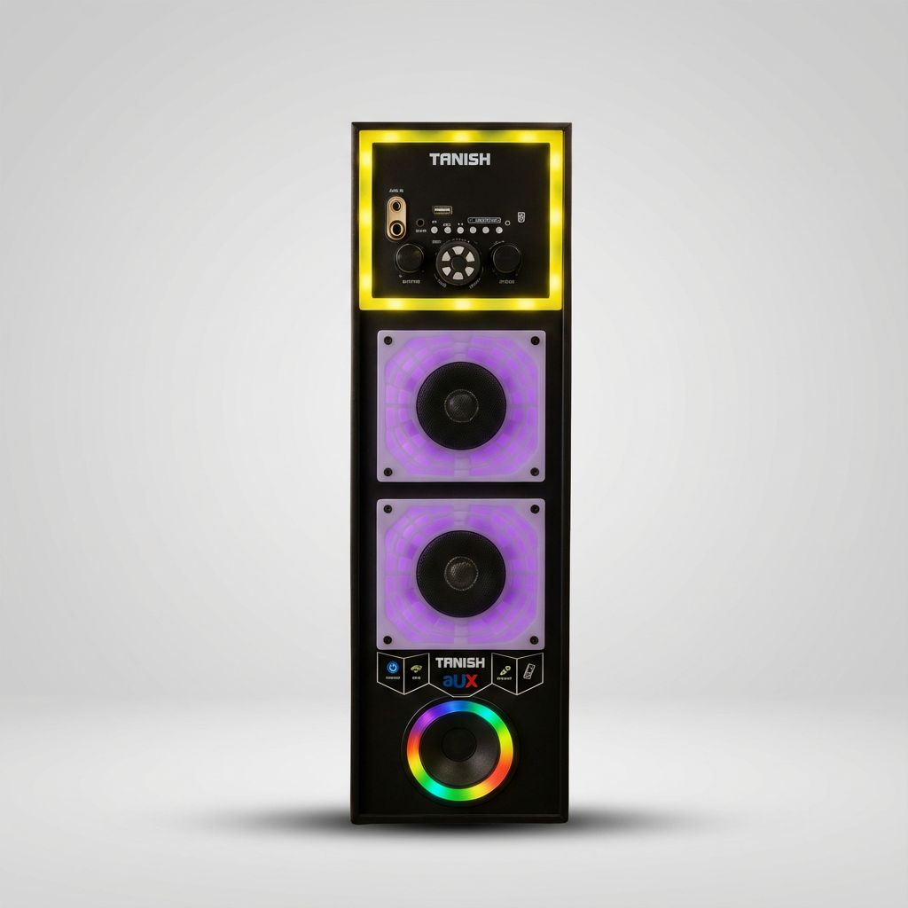 Tanish DHOOM-5 2.1 Speaker System – Dual 4 Inch Speakers with 8 Inch Woofer | RGB LED Tower Speaker - Image 2