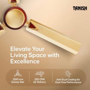 Tanish 48" Ceiling Fan Golden – High-Speed, Energy-Efficient | 1200mm, Gloss Finish
