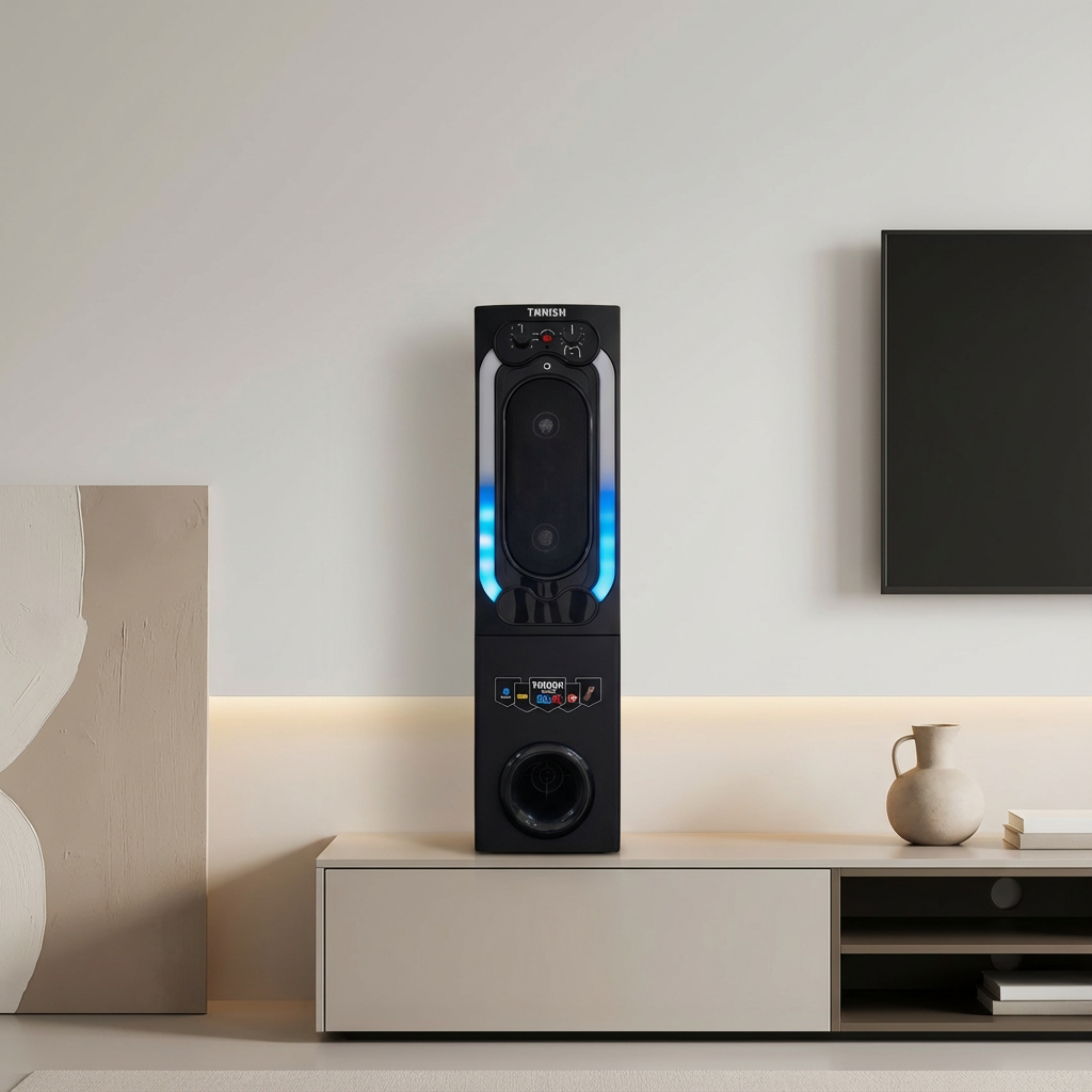 Tanish 8181 Premium Floor Standing 2.1 Channel Speaker with Dual 4-Inch Drivers & Powerful 8-Inch Woofer - Image 2